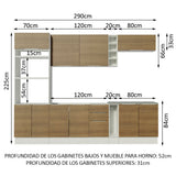 Combo Completo de Cocina 290cm Blanco/Marrón Stella Madesa 01