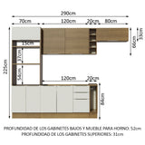 Combo Completo de Cocina 290cm Marrón/Blanco/Marrón Stella Madesa 02