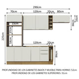 Combo Completo de Cocina 290cm Marrón/Blanco Stella Madesa 02