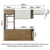 Combo Completo de Cocina 290cm Marrón/Marrón/Blanco Stella Madesa 02