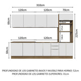 Combo Completo de Cocina 310 cm Marrón/Blanco Stella Madesa 01