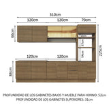Combo Completo de Cocina 310 cm Marrón Stella Madesa 02