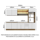 Combo Completo de Cocina 310 cm Marrón/Blanco Stella Madesa 02