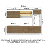 Combo Completo de Cocina 310 cm Blanco/Marrón Stella Madesa 02