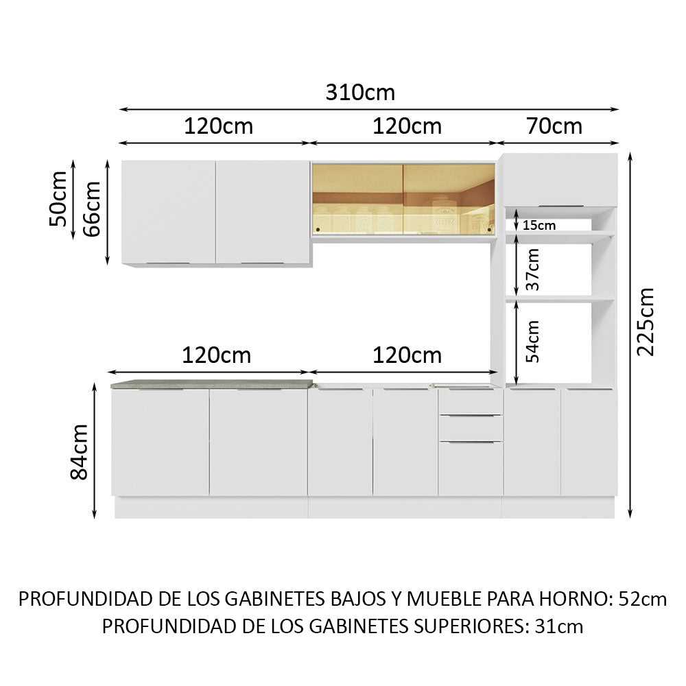 Combo Completo de Cocina 310 cm Blanco Stella Madesa 03