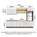Combo Completo de Cocina 310 cm Marrón/Blanco Stella Madesa 03