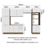 Combo Completo de Cocina 330 cm Marrón/Blanco Stella Madesa 02