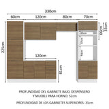 Combo Completo de Cocina 330 cm Blanco/Marrón Stella Madesa 02