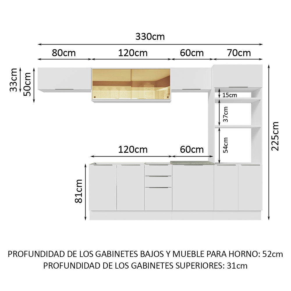 Combo Completo de Cocina 330 cm Blanco Stella Madesa 04
