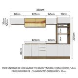 Combo Completo de Cocina 330 cm Marrón/Blanco Stella Madesa 04