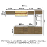 Combo Completo de Cocina 330 cm Blanco/Marrón Stella Madesa 04