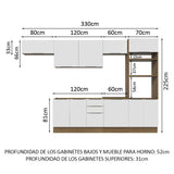 Combo Completo de Cocina 330 cm Marrón/Blanco Stella Madesa 05