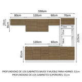 Combo Completo de Cocina 330 cm Blanco/Marrón Stella Madesa 05