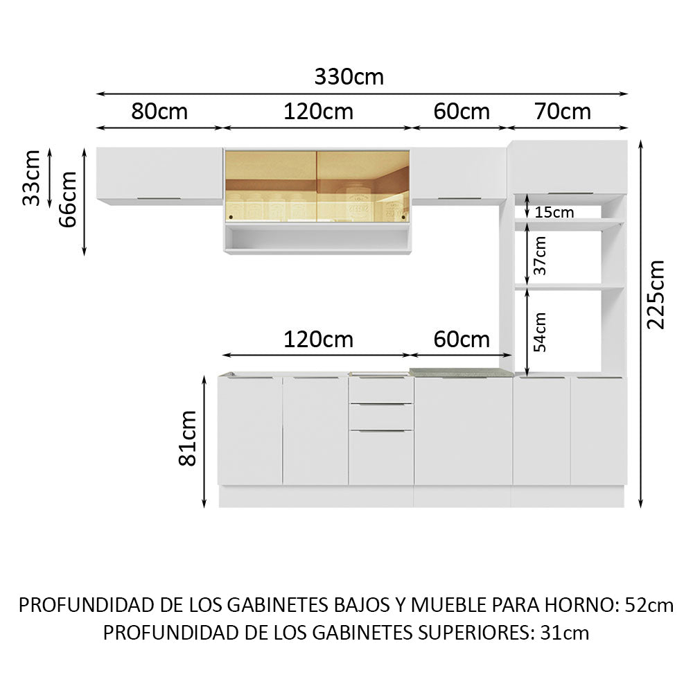 Combo Completo de Cocina 330 cm Blanco Stella Madesa 06