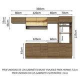 Combo Completo de Cocina 330 cm Marrón Stella Madesa 06