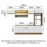Combo Completo de Cocina 330 cm Marrón/Blanco Stella Madesa 06