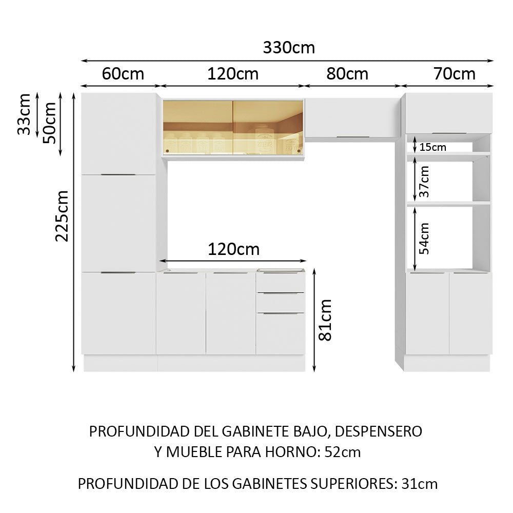 Combo Completo de Cocina 330 cm Blanco Stella Madesa 07