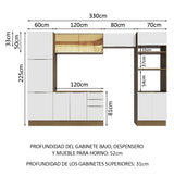Combo Completo de Cocina 330 cm Marrón/Blanco Stella Madesa 07