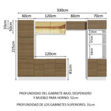 Combo Completo de Cocina 330 cm Blanco/Marrón Stella Madesa 07