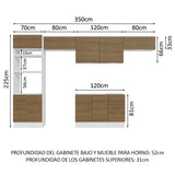 Combo Completo de Cocina 350 cm Blanco/Marrón Stella Madesa 01