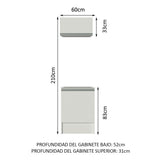 Kit Topazio 60 cm con alacena y bajo mesada, Blanco