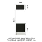 Kit Cocina con Alacena y Bajo Mesada Topazio 60 cm 2 Puertas (Con Mesada) Blanco/Negro Madesa
