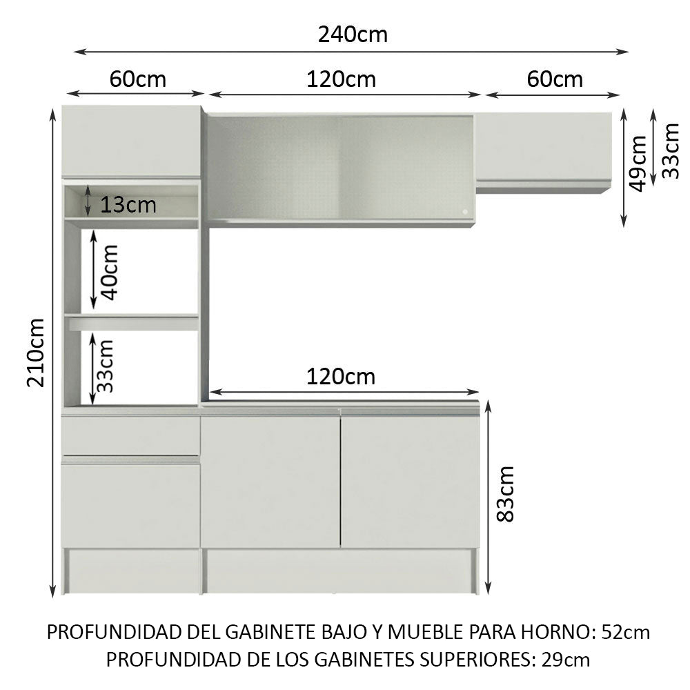 Combo completo de Cocina 240 cm Blanco Topazio