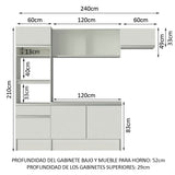 Combo completo de Cocina 240 cm Blanco Topazio