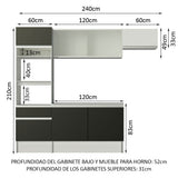 Combo Completo de Cocina 240 cm Blanco/Negro/Blanco Topazio Madesa 01