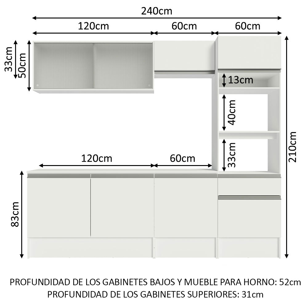 Combo completo de Cocina 240cm Blanco Topazio 05