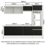 Combo Completo de Cocina 240 cm Blanco/Negro Topazio Madesa 05
