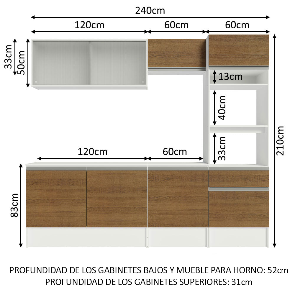 Combo completo de Cocina 240cm Blanco/Marrón Topazio 05