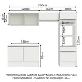 Combo completo de Cocina, 260cm, Blanco Topazio 01