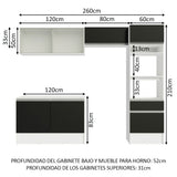 Combo Completo de Cocina 260 cm Blanco/Negro Topazio Madesa 01
