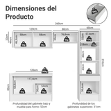 Combo Completo de Cocina 260 cm Blanco Diamante Madesa 02