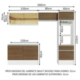 Combo completo de Cocina 260cm Blanco/Marrón Diamante Madesa 02