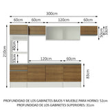 Combo completo de Cocina 300cm Blanco/Marrón Topazio 01