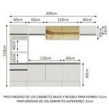 Combo completo de Cocina 300cm Blanco Diamante Madesa 02