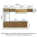 Combo completo de Cocina 300cm Blanco/Marrón Diamante Madesa 02