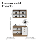 Cocina Compacta 120 cm 4 Puertas 3 Cajones Marrón/Blanco Vik Madesa