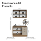 Cocina Compacta 120 cm 4 Puertas 3 Cajones Sin Mesada Marrón/Crema Vik Madesa