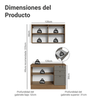 Cocina Compacta 120 cm 4 Puertas 3 Cajones Marrón/Gris Vik Madesa