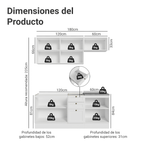 Cocina Compacta 180 cm 6 Puertas 3 Cajones Sin Mesada Blanco Vik Madesa 01