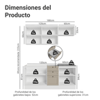 Cocina Compacta 180 cm 6 Puertas 3 Cajones Sin Mesada Blanco/Crema Vik Madesa 01