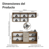 Combo de Cocina Compacta 180 cm Marrón/Crema Vik Madesa 01