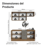 Cocina Compacta 180 cm Vik Marrón/Gris 01