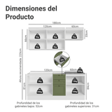 Cocina Compacta 180 cm Vik Blanco/Verde 01