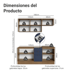 Cocina Compacta 180 cm 6 Puertas 3 Cajones Sin Mesada Marrón/Azul Vik Madesa