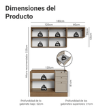 Combo de Cocina Compacta 180 cm Marrón/Crema Vik Madesa 02