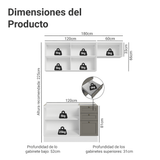 Cocina Compacta 180 cm Vik Blanco/Gris 02